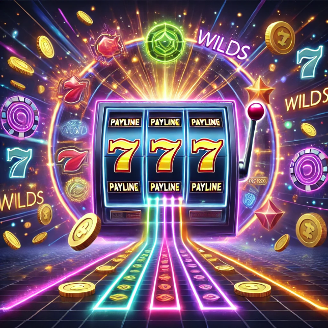 An image depicting how slot game paylines affects overall winner player bonuses and winning frequencies with the differences of bet requirements and risk levels.